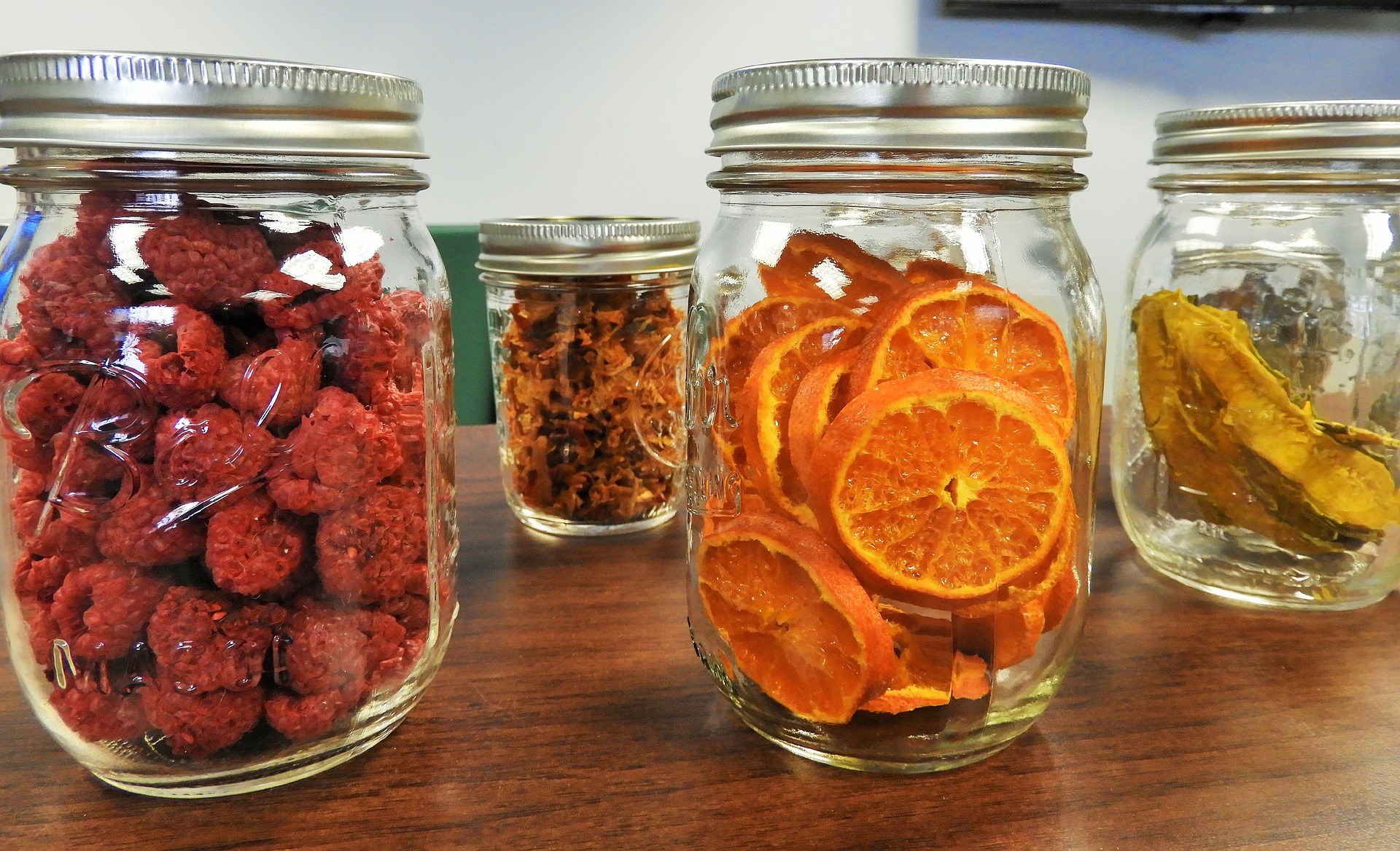 Jars of dried fruit